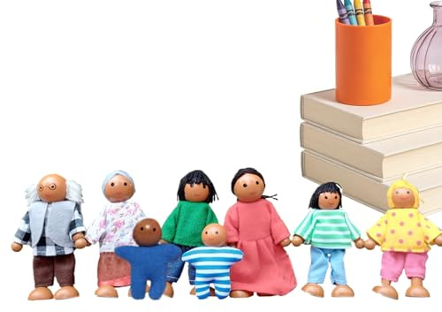 Minifigurer | Liten dockfamilj för dockhus | dockor för dockhus - för pojkar flickor småbarn förskola födelsedag jul nyår skola