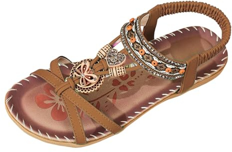Genérico Sandalias de verano para mujer, elegantes, con separadores de dedos, cómodas, ortopédicas planas con plantilla, transpirables, con tira trasera para playa, vacaciones y ocio.