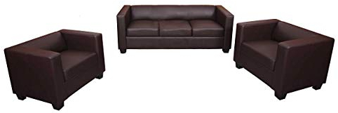 Mendler 3-1-1 Sofagarnitur Couchgarnitur Loungesofa Lille - Kunstleder Coffee