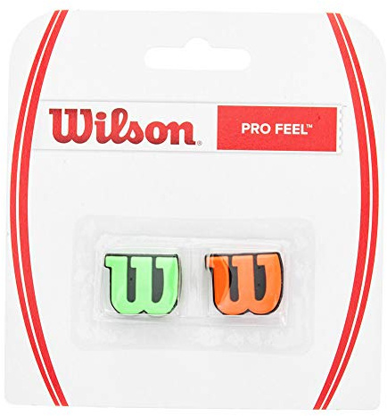 Wilson Logo-Vibrationsdämpfer für Tennisschläger, Pro Feel, 2er Pack, Grün/Orange, WRZ538700
