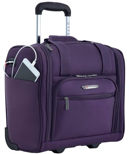 TPRC 15” Underseat Carry-On Luggage Airline Approved Personal Item with USB Charging Port, Purple