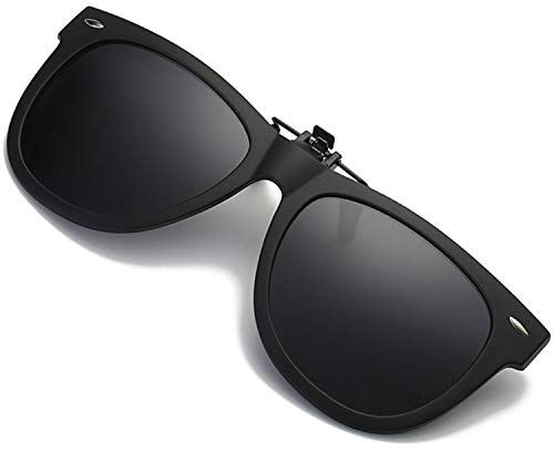 FRAZALA Polarized Clip-on Sunglasses UV 400 Protection Anti-Glare Sunglasses Over Prescription Glasses (Black)