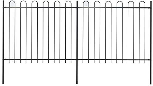 vidaXL Recinzione da Giardino con Parte Superiore ad Anello in Acciaio 359x150 cm Nera