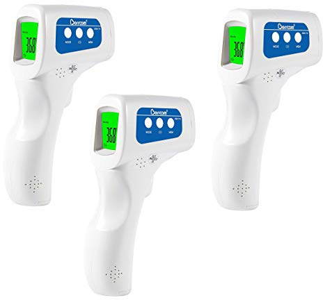 Berrcom No-Contact Infrared Forehead Thermometer Baby Fever Check Thermometer 4 in 1 Multi Fever Alarm Memory Recall for Kids Infant Adult (3 Pack)