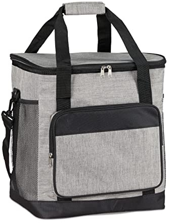 Relaxdays Mochila Térmica Plegable, Bolsa Nevera Aislante, 30 L, para Pícnic o Camping, Portátil, Refrigerante, Gris