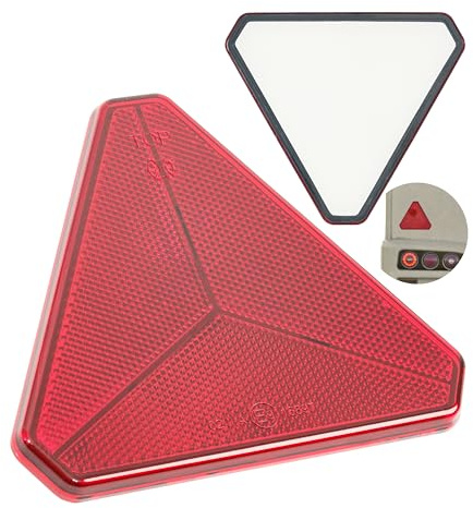 Triángulos reflectores Remolque, Paquete de 2, en Rojo, para Pegar, Longitudes Laterales de 135 mm, Ojo de Gato Remolque con Marca E, Reflector Trasero, Disco difusor Trasero Triangular
