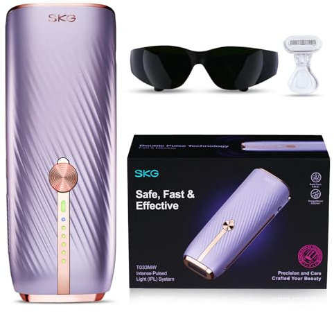 SKG IPL Haarentfernungsgerät Laser für Frauen und Männer, Schmerzfreie Dauerhafte Haarentfernung Zuhause, Doppelpuls-Technologie, Unendliche Lichtimpulse, Für Gesicht, Beine, Arme und Bikinizone