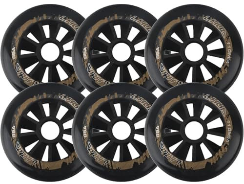 SHANRROW Ersättningshjul för rullskridskor 85A inlineshjul utan lager Rullskridskohjul, 6-pack,Black,110mm