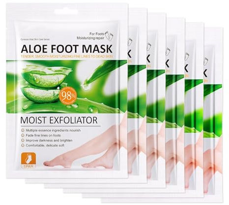 6 Paar Fußmaske,Fussmaske Socken Anti Hornhaut Socken,Foot Peel Mask Fuß-Peeling & Feuchtigkeitsspendende,für Trockene und Rissige Füße,Anti-Hornhaut,Männer& Frauen Geeignet,Aloe Vera
