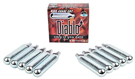 Diablo Bombolette CO2 12g per Softair e Paintball, Confezione da 10 Capsule, Alta Qualità
