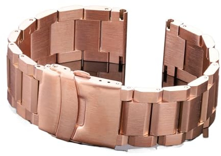 Cong Yi Rostfritt stål klockarmband kvinnor män metall klockarmband länkarmband 18mm 20mm 22mm 24mm tillbehör silver roséguld(Rose Gold,24mm)