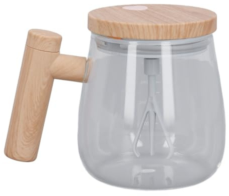 Fyearfly Tasse de mélange électrique à grande vitesse en verre 400 ml, tasse à café à agitation automatique pour café, lait, thé, poudre de protéines, mélange rapide et uniforme, verre