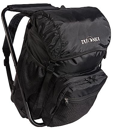 Tatonka Fischerstuhl 20L - Rucksack mit Hocker und 20 Liter Volumen - Mit stabilem Aluminiumrahmen - Belastbar bis 100 Kg (black)