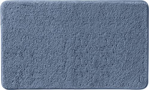 Erwin Müller Badematte, Badteppich, Badvorleger Rhodos Uni rutschhemmend blau Größe 60x100 cm - ultraweich, extrem saugfähig, flusenarm