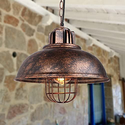 iDEGU Suspension Luminaire E27 Lustre Plafonnier Industriel Ø 33CM Noir Lampe Suspension Vintage pour Salon, Cuisine, Restaurant, Café et Bar (Z Rouille - 33CM)