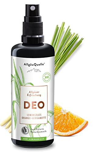 AllgäuQuelle® Deo Allgäuer Erfrischung | Naturkosmetik für Herren und Damen | ohne Aluminium | vegan | ätherische Öle von Lemongrass, Orange u. Bergamotte