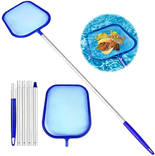 Hillylolly Retino per Piscina, Pool Skimmer Net, Retina Raccogli Foglie, Retino per Piscina con Asta, Rete per Piscina a Maglia Fine, Rete Piscina Pulizia, per Laghetto, Piscina, Fontana e Altro, Blu