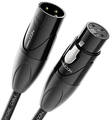 deleyCON 2m XLR Audio Kabel - Studio Qualität - aus reinem OFC Kupfer (AWG24) - Mikrofonkabel mit EMI- und RFI-Unterdrückung - mit Metallverriegelung & Vergoldeten Kontakten - 3 Polig DMX