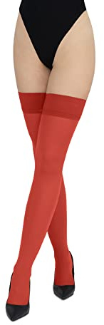 LORES Medias opacas de silicona de 60 denier, medias altas por encima de la rodilla, rosso, XXL-3XL