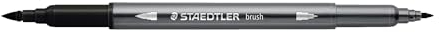 STAEDTLER aquarell Doppelfasermaler Design Journey, schwarz, feine Spitze und flexible Pinselspitze, wasservermalbar, 10 schwarze Filzstifte, 3001-9