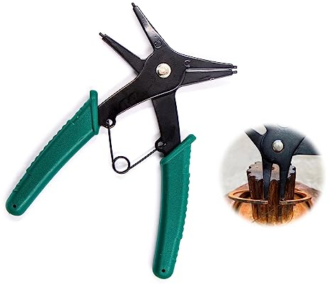 Alicates Para Anillos Elásticos Presión - Quitar Seguridad Desmontaje Montaje Herramienta 2 en 1 Extracción Internos y Externos Doble Uso para Anillo 10 mm a 40mm Diámetro