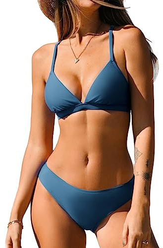 CUPSHE Bikiniset för damer, neonfärgad bikini, triangelformad bikinitopp med justerbara remmar, högt skurna bikinitrosor