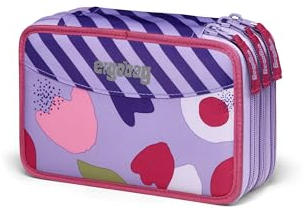 ergobag Maxi Mäppchen Set 40-Teilig, Lyra Bunt- und Filzstifte, Kleingeld Fach, Lineal, Schere BlütenzauBär - Lila