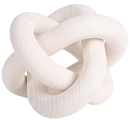 Living Room Decor,Wood Chain Link Decor White 3 Link Wood Knot Decor 6 inch Carved Decorative Chain Knot for Coffee Table Decor