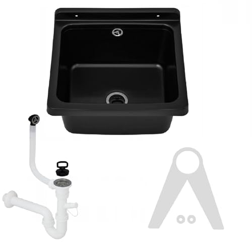 Ausgussbecken Waschbecken Spülbecken Waschtrog draußen Garten Garage Keller Waschküche Werkstatt Spülbecken (Schwarz)