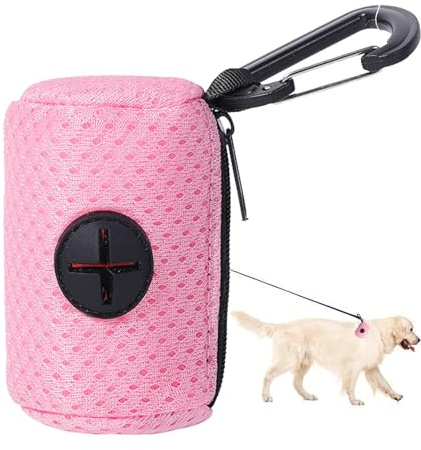 Sghtil Porte-sac à crottes de chien | Distributeur de sacs à déchets en tissu maillé avec fermeture éclair | Support de sacs de merde de mode, support de merde de chien suspendu pour l'extérieur,