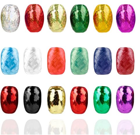 18er Ringelband Set mit bunten Farben je 20 Meter - Geschenkband Kräuselband - Geschenk Bänder - zum Dekorieren & Verpacken von Geschenken - Weihnachten & Advent