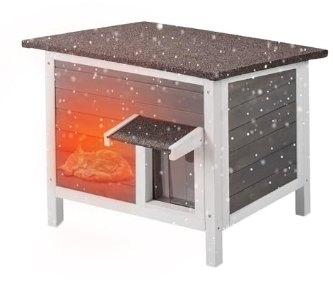 VEVOR Maison pour Chat d'Extérieur, 610x508x535 mm, Niche pour Chats en Bois, Résistante aux Intempéries, Isolation Mousse, Toit Ouvert, Porte à Rabat en PVC, Cabane Abri pour Plusieurs Chats Sauvages