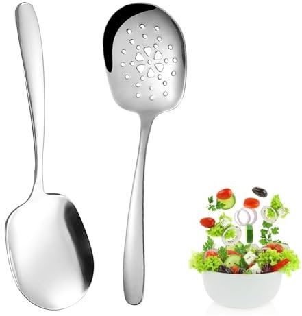 2 Pezzi Cucchiaio da Portata, 25,2 x 7,2 cm Cucchiaio da Servizio in Acciaio Inossidabile, Cucchiaio Grande con Manico Lungo, Cucchiai da Portata Grandi per Banchetti, Catering, Buffet, Ristoranti