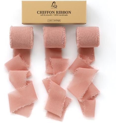Ligtmor chiffonband 3,8 cm x 19,2 m Handbuch Schleifenband Geschenkband silk ribbon organzaband Stoffband Hochzeit Seidenband - Hautrosa