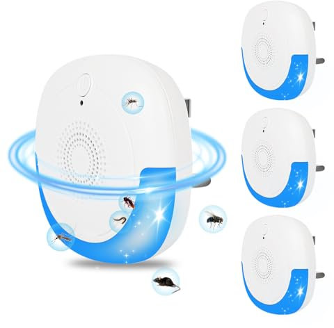 Lapzenic Mouse Repellent for Homes 4 Pack – Ultrasonic Rodent Repellent Plug in, Indoor/Outdoor Pest Control for Rats & Mice, Safe for Pets UK