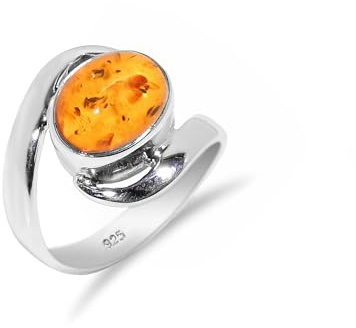 Bague en argent sterling 925 avec pierres précieuses, bague en ambre de la Baltique naturelle pour homme et femme, forme ovale, faite à la main, pour mariage, fiançailles, usage quotidien, HQ-SR21-P