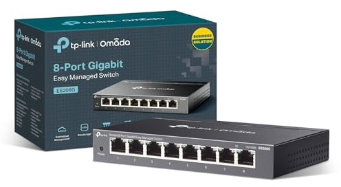 TP-Link ES208G 8 Port Gigabit Network Switch, Omada Ethernet Switch, Ethernet Splitter, Metal Case, Easy Cloud Managment, Silent operation, Energy Saving, Plug & Play, Desktop/Wall Mounting
