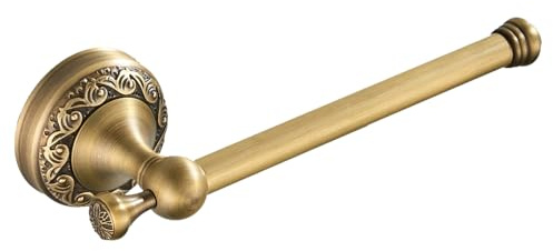 Flybath Porte Papier Toilette Laiton Antique Porte Rouleau WC avec Vintage Motif Exquis Carving Support de Derouleur Papier Toilette Mural Salle de Bain, Bronze Brossé
