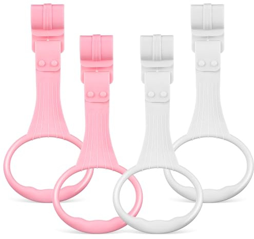 YARNOW 4 Piezas Anillas para Cuna de Plástico Resistente de Rosas para Bebés Ayuda para Aprender Caminar Fácil de Colgar Cuna o Parque Infantil