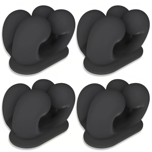 ATTEEFI 4 Piezas de Silicona Soporte Cepillo de Dientes, Negro, Multifuncional Portacepillos de Dientes, Soporte para Maquinilla de Afeitar Sin Taladrar, para Colocar Cepillos de Diente, Llaves