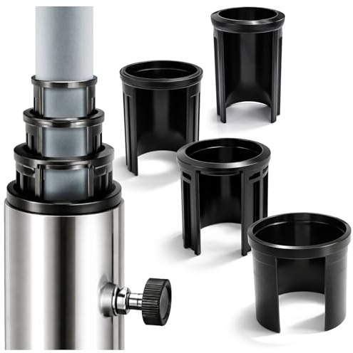 com-four® 4X Anelli riduttori per Base ombrellone, adattatori 25, 32, 38, 48 mm per Supporto ombrellone, boccole riduzione per Asta ombrellone (Nero - 4 Pezzi)