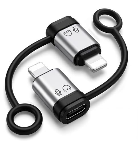 HAUXGOGO Adattatore da Lightning a USB-C (Confezione da 2), da Lightning Maschio a USB Femmina, Compatibile con Ricarica, Microfono, Riproduzione Musicale, Chiamate, Controllo Remoto e OTG - Argento