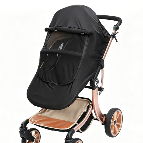 Universal Pram Sunshade Sun Cover 50+ UV Protection Stroller Sun Cover | with Breathable Mesh Window Adjustable Fit Lightweight Portable for Baby Strollers Prams and Pushchairs Car Seats