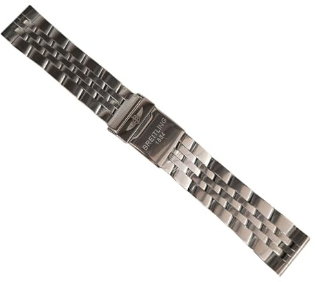 ROUHO Bracelet Montre Acier Inoxydable Bracelet Métal Rechange Maillons 20mm 22mm 24mm Extrémité Droite pour Breitling - Argenté 18mm