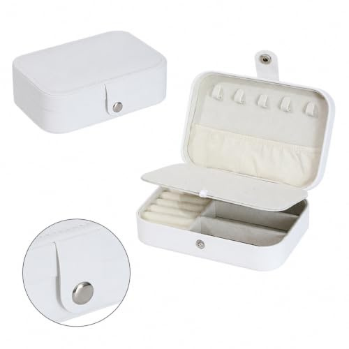 Govritt Travel Jewellery Box, White Jewellery Organiser Case for Women
