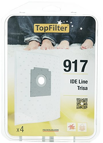 TopFilter 64917 Lot de 4 sacs aspirateur IDE Line et Trisa, accessoire aspirateur, poche aspirateur, Non tissé polypropylène, Caoutchouc, Carton, 30 x 26 cm