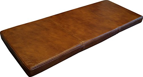 Quattro Meble Braun Echtleder Bankauflage Sitzkissen Lederkissen Sitzpolster Bank Auflage doppelt genähtes Echt Leder Kissen Sitzauflage (40 x 115 cm)