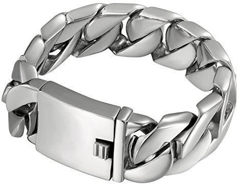 OIDEA mäns pansarkedja armband, kjol bred kubanlänk av rostfritt stål, berlockarmband armsmycke, metallarmband armband svart silver guld, 20.5 centimeters, Rostfritt stål, Utan sten