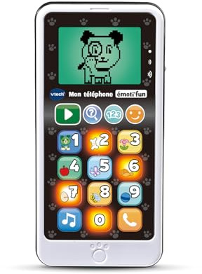 VTech - Mon Téléphone Émoti'Fun - Smartphone Éducatif - Téléphone Portable Enfant avec Écran Coloré - Jouet Lumineux et Musical - Cadeau Enfant de 18 Mois à 4 Ans - Contenu en Français