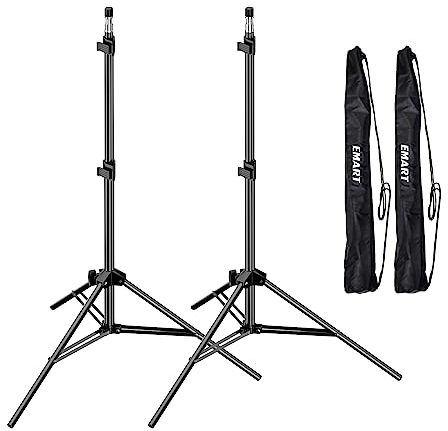 EMART 210cm Lichtstativ Stabil Lampenstativ Aluminium-Stativständer Licht Stativ tragbares Beleuchtungsstativ 5 kg Traglast, 1/4 Zoll Schraube Light Stand für Studio Kits, Softbox-2 Stück